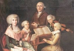 Mozart (am Klavier) musiziert mit dem gleichaltrigen Thomas Linley (Violine). Florenz 1770